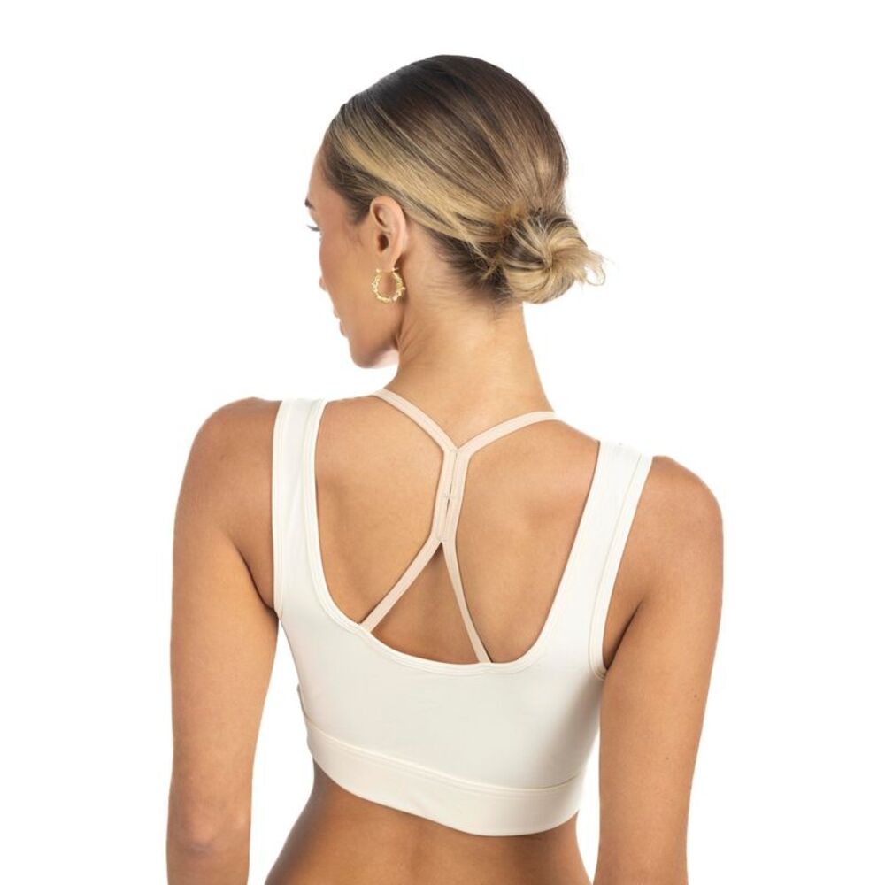 Cleo Color Block Activewear Sportsbra in Beige - Picture 3 of 4